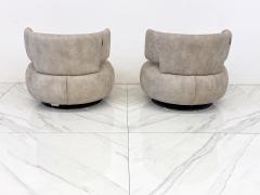  Roche Bobois Roche Bobois Leather Curl Swivel Lounge Chairs A Pair - 3849598