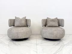  Roche Bobois Roche Bobois Leather Curl Swivel Lounge Chairs A Pair - 3849604