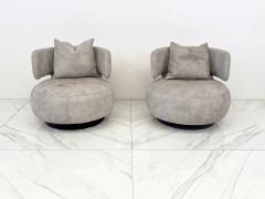  Roche Bobois Roche Bobois Leather Curl Swivel Lounge Chairs A Pair - 3849606