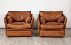  Roche Bobois Roche Bobois Pair of Leather Lounge Chairs circa 1970 - 3528109