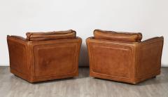  Roche Bobois Roche Bobois Pair of Leather Lounge Chairs circa 1970 - 3528113