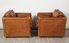  Roche Bobois Roche Bobois Pair of Leather Lounge Chairs circa 1970 - 3528117