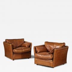  Roche Bobois Roche Bobois Pair of Leather Lounge Chairs circa 1970 - 3531154