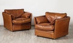 Roche Bobois Roche Bobois Pair of Leather Lounge Chairs circa 1970 - 4430492