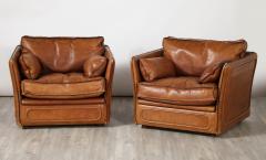  Roche Bobois Roche Bobois Pair of Leather Lounge Chairs circa 1970 - 4430493