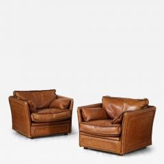  Roche Bobois Roche Bobois Pair of Leather Lounge Chairs circa 1970 - 4434810