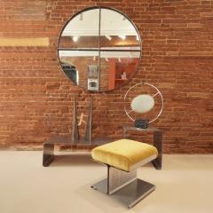  Roche Bobois STAINLESS STEEL COFFEE TABLE AND MOHAIR STOOL ROCHE BOBOIS R D 1970  - 4335354
