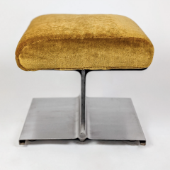  Roche Bobois STAINLESS STEEL COFFEE TABLE AND MOHAIR STOOL ROCHE BOBOIS R D 1970  - 4335360