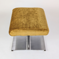  Roche Bobois STAINLESS STEEL COFFEE TABLE AND MOHAIR STOOL ROCHE BOBOIS R D 1970  - 4335361