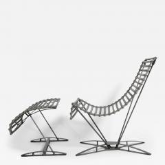  Rocking Chaine lounge chair and footrest by J M Mouligne 1990s  - 4540404