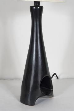  Roger Capron ROGER CAPRON BLACK SCULPTURAL CERAMIC TABLE LAMP - 1815002