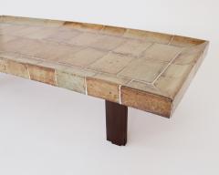  Roger Capron ROGER CAPRON FRENCH 1970S CERAMIC TILE COFFEE TABLE MODEL CUVETTE WARM COLORS - 1908085