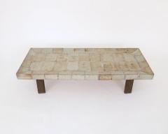  Roger Capron ROGER CAPRON FRENCH CERAMIC TILE COFFEE TABLE MODEL CUVETTE TAN GRAY GREEN - 1914106