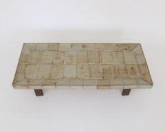  Roger Capron ROGER CAPRON FRENCH CERAMIC TILE COFFEE TABLE MODEL CUVETTE TAN GRAY GREEN - 1914117