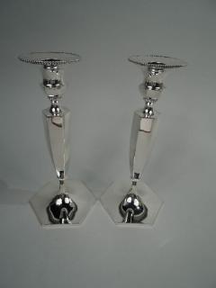  Roger Williams Silver Co Pair of American Modern Georgian Sterling Silver Candlesticks - 3762067