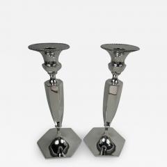  Roger Williams Silver Co Pair of American Modern Georgian Sterling Silver Candlesticks - 3763713