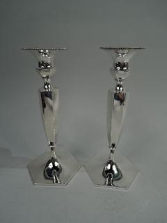 Roger Williams Silver Co Pair of American Modern Georgian Sterling Silver Candlesticks - 3764725