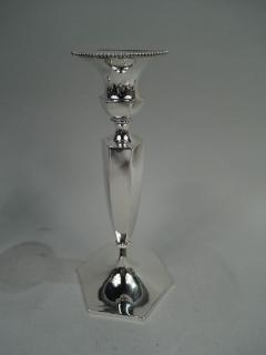  Roger Williams Silver Co Pair of American Modern Georgian Sterling Silver Candlesticks - 3764771
