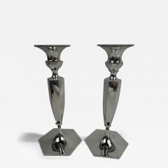  Roger Williams Silver Co Pair of American Modern Georgian Sterling Silver Candlesticks - 3771220