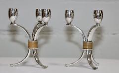  Rogers Bros Silver 1950s Roger Bros Flair Silver plated Candlesticks - 3449766