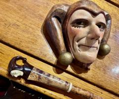  Roland Paris Jester Roland Paris Jester Mask and Walking Cane Rare Art Deco - 3794591