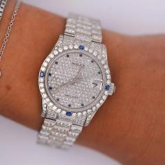  Rolex Watch Co Rolex DateJust President Diamond Sapphire Encrusted Watch With Box - 3832467