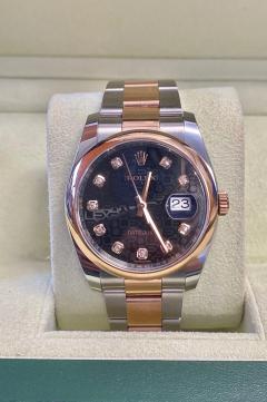  Rolex Watch Co Rolex Datejust 36mm Dial and Jubilee Black Dial with Diamond Hour Markers - 3625181