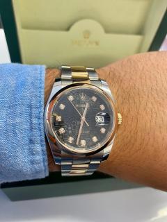  Rolex Watch Co Rolex Datejust 36mm Dial and Jubilee Black Dial with Diamond Hour Markers - 3625191