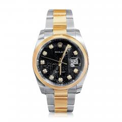  Rolex Watch Co Rolex Datejust 36mm Dial and Jubilee Black Dial with Diamond Hour Markers - 3633599