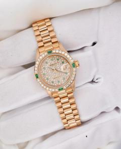  Rolex Watch Co Rolex President Datejust 26mm 18K Gold Emerald Diamond Ladies Watch - 3772546