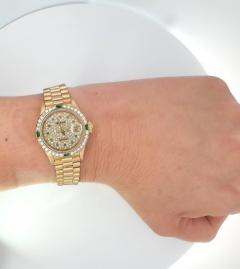  Rolex Watch Co Rolex President Datejust 26mm 18K Gold Emerald Diamond Ladies Watch - 3772547