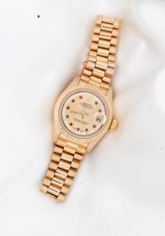  Rolex Watch Co Rolex President Datejust 69178 Ladies 26mm Ruby Diamond Dial 18K Gold Watch - 3772538