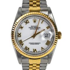  Rolex Watch Co Rolex Two Tone Datejust w White Roman Numeral Dial 36mm - 4527131