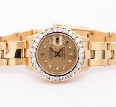  Rolex Watch Co Vintage 18K Gold Rolex Perpetual DateJust 28mm Diamond Bezel Dial Watch - 3500412