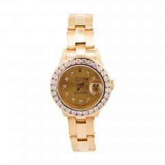  Rolex Watch Co Vintage 18K Gold Rolex Perpetual DateJust 28mm Diamond Bezel Dial Watch - 3517453