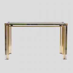  Romero Rega Brass and Chrome metal console table Italian by Romeo Rega - 4706865
