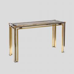  Romero Rega Brass and Chrome metal console table Italian by Romeo Rega - 4706870