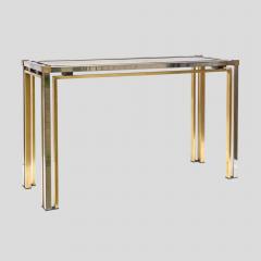  Romero Rega Brass and Chrome metal console table Italian by Romeo Rega - 4707913