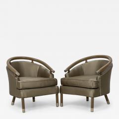  Romweber Pair of Mid Century Romweber Limed Oak Club Chairs - 4289881
