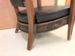  Romweber Pair of Romweber Carved Oak Lounge Chairs - 1854630