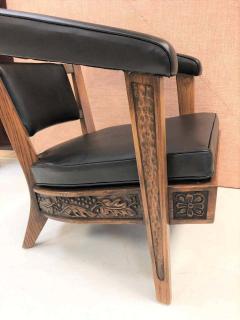  Romweber Pair of Romweber Carved Oak Lounge Chairs - 1854632