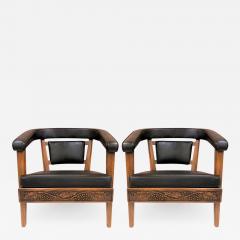  Romweber Pair of Romweber Carved Oak Lounge Chairs - 1855980