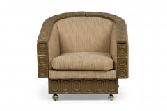  Romweber Pair of Romweber Limed Oak Upholstered Revolving Club Armchairs - 4274030