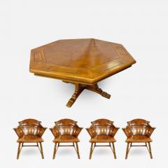  Romweber Romweber Viking Oak Vinyl Top Poker Table with Barrel Chairs a set of 5 pcs - 2983076