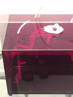  Roselli STRIKING RED CLEAR LUCITE FROG AND DRAGONFLY POP ART DIORAMA - 802069
