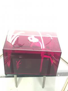  Roselli STRIKING RED CLEAR LUCITE FROG AND DRAGONFLY POP ART DIORAMA - 802079