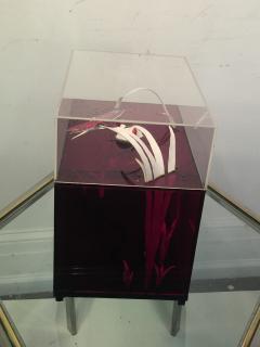  Roselli STRIKING RED CLEAR LUCITE FROG AND DRAGONFLY POP ART DIORAMA - 802080