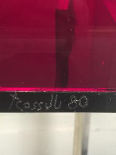  Roselli STRIKING RED CLEAR LUCITE FROG AND DRAGONFLY POP ART DIORAMA - 802081