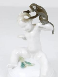  Rosenthal 1900s Rosenthal Putto Monkey Porcelain Sculpture Ferdinand Liebermann Germany - 4042358