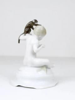  Rosenthal 1900s Rosenthal Putto Monkey Porcelain Sculpture Ferdinand Liebermann Germany - 4042360